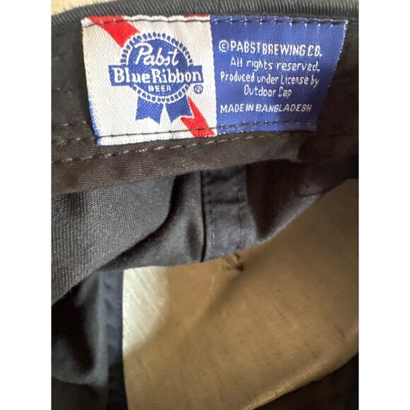 Pabst Blue Ribbon Adjustable Black Snapback Hat "Outdoor Cap" - Picture 5 of 6